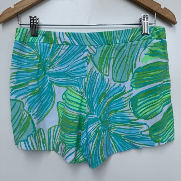 Lilly Pulitzer Jeanine Shorts Green Fronds Size 4 summer‎ bright floral palm - Picture 2 of 10